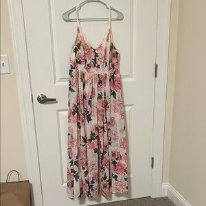 Torrid Floral Maxi Dress - Pink and Cream